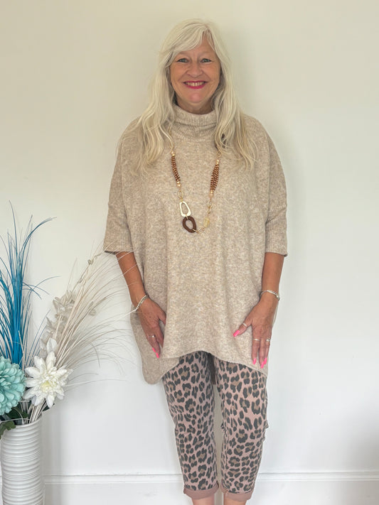 High neck tunic jumper