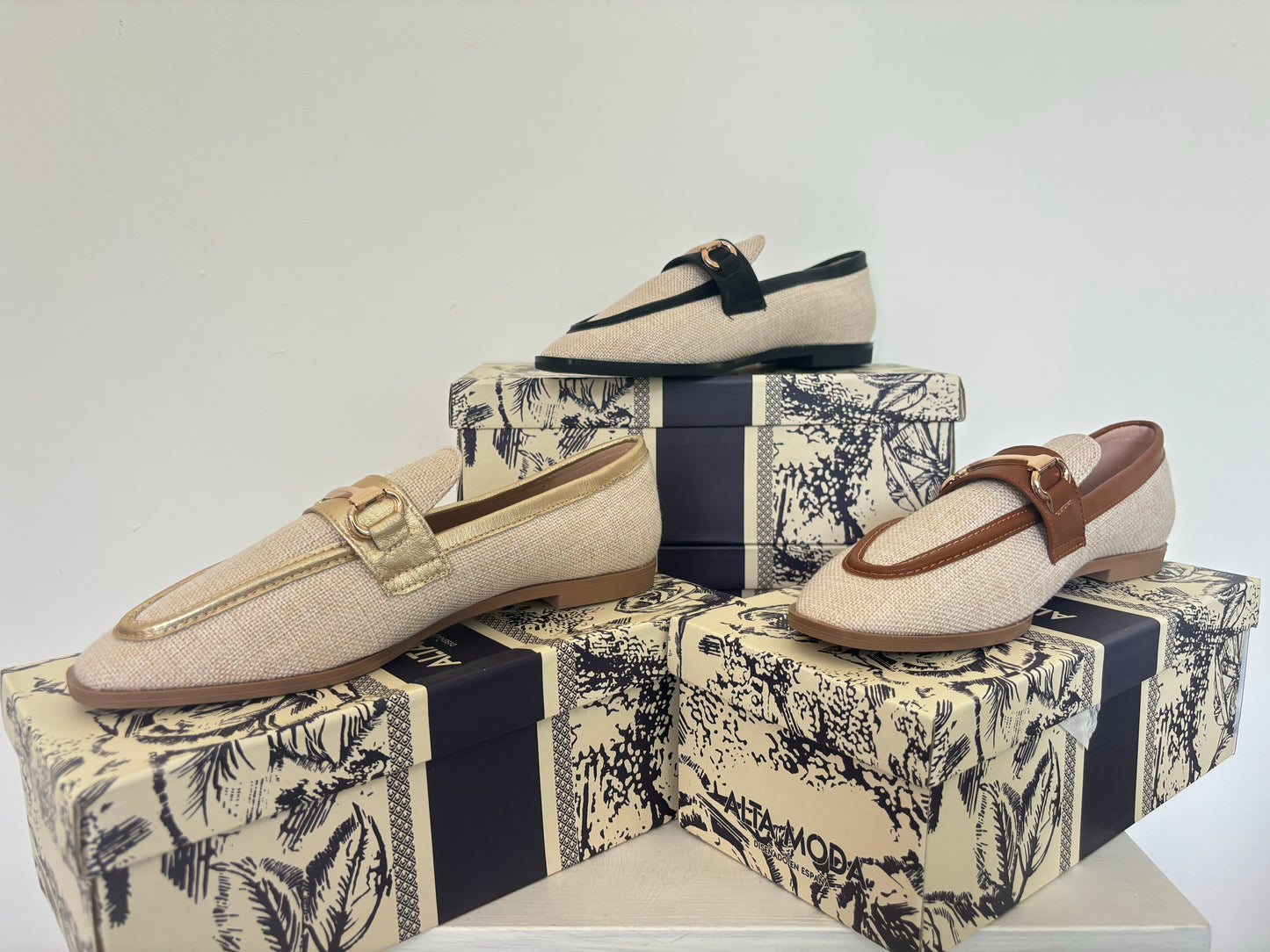 Gold Bar Woven Loafers