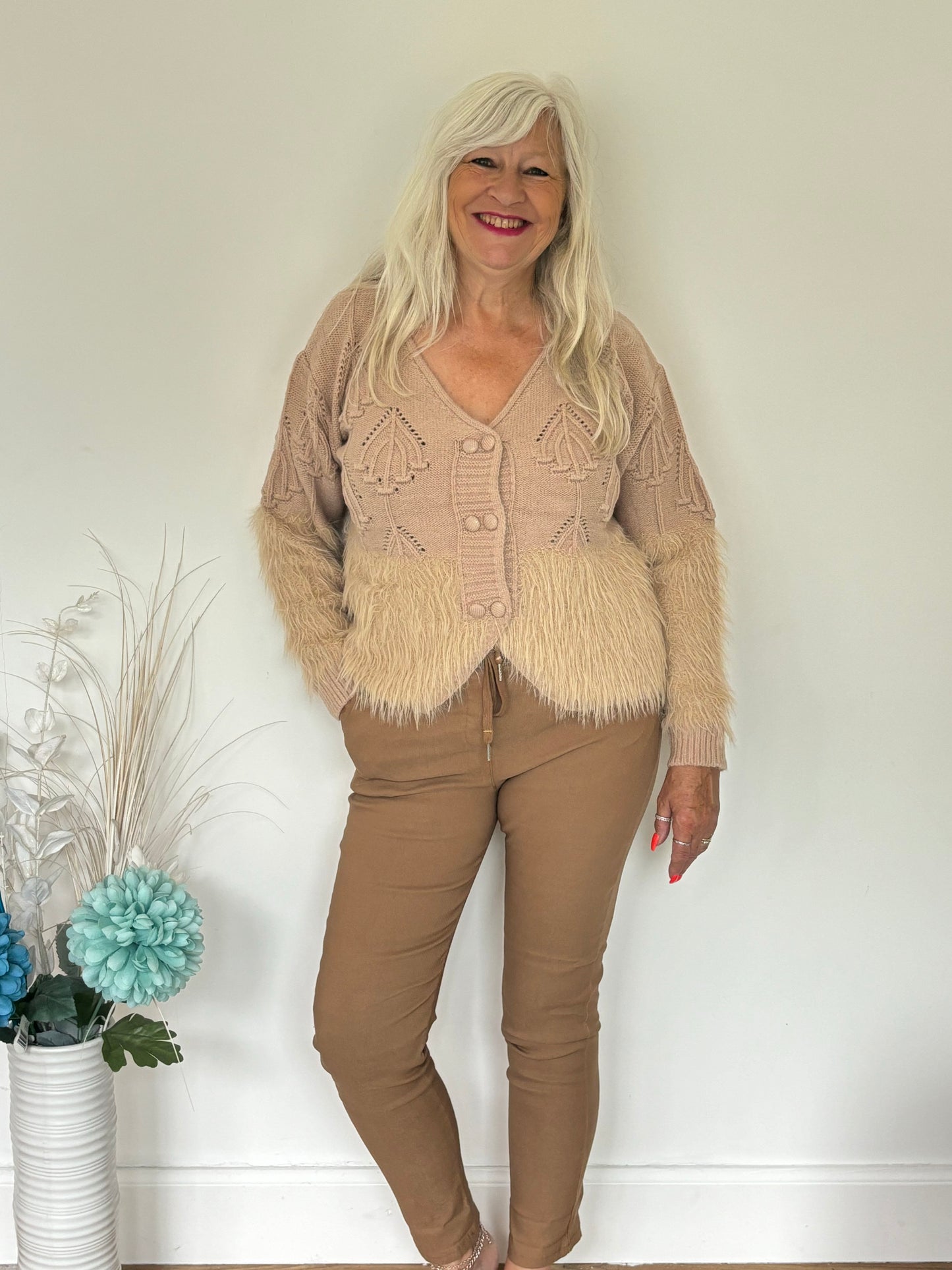 Faux Fur Edged Cardigan