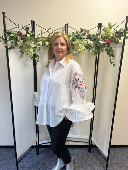 Embroidered Shirt with Wired Sleeves