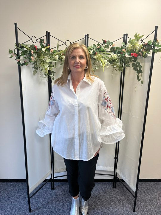 Embroidered Shirt with Wired Sleeves